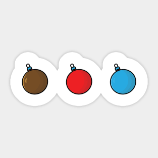 Christmas decorations glass lightbulbs sticker design vector illustration. New year celebration icon design concept. Christmas bulbs sticker design logo with shadow. Sticker